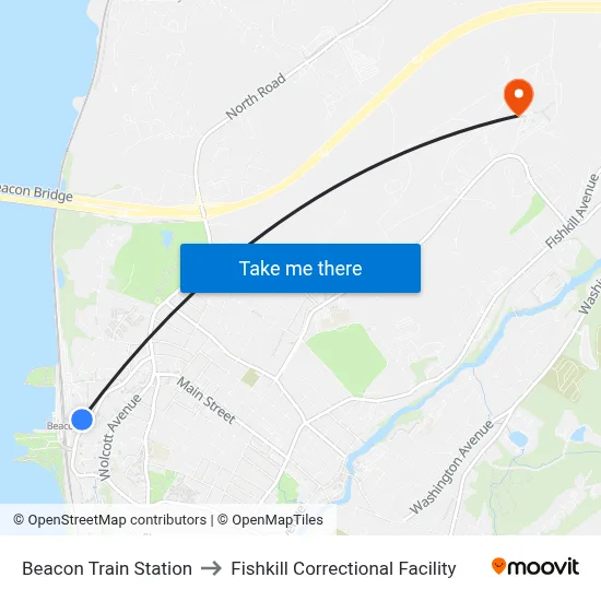Beacon Train Station to Fishkill Correctional Facility map