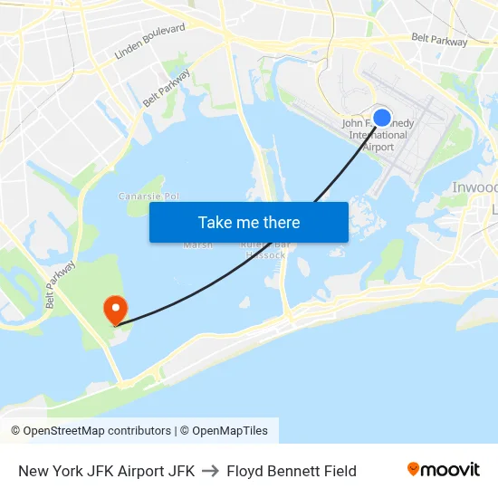 New York JFK Airport JFK to Floyd Bennett Field map