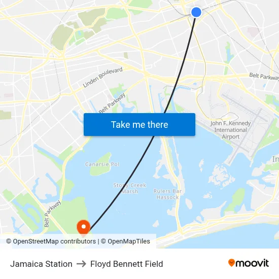 Jamaica Station to Floyd Bennett Field map