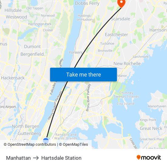 Manhattan to Hartsdale Station map