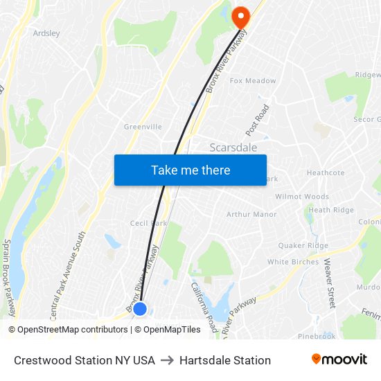 Crestwood Station NY USA to Hartsdale Station map