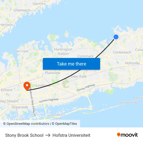 Stony Brook School to Hofstra Universiteit map