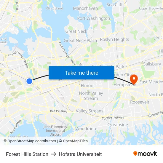 Forest Hills Station to Hofstra Universiteit map