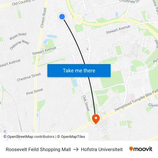 Roosevelt Feild Shopping Mall, 630 Old Country Rd to Hofstra Universiteit map