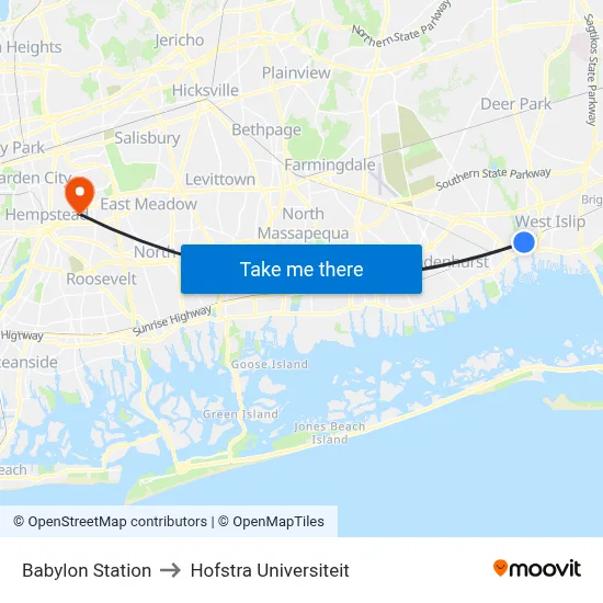 Babylon Station to Hofstra Universiteit map