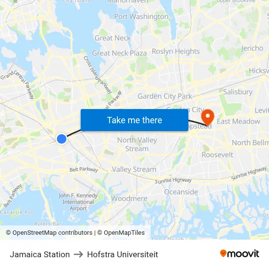 Jamaica Station to Hofstra Universiteit map