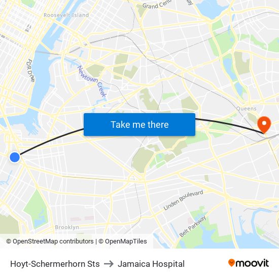 Hoyt-Schermerhorn Sts to Jamaica Hospital map