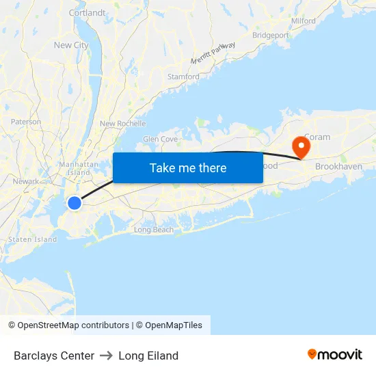 Barclays Center to Long Eiland map