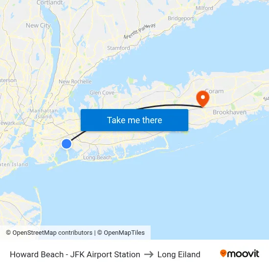Howard Beach - JFK Airport Station to Long Eiland map