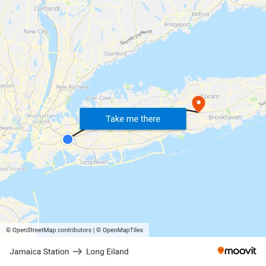 Jamaica Station to Long Eiland map