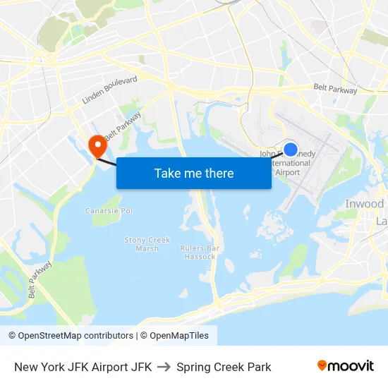 New York JFK Airport JFK to Spring Creek Park map