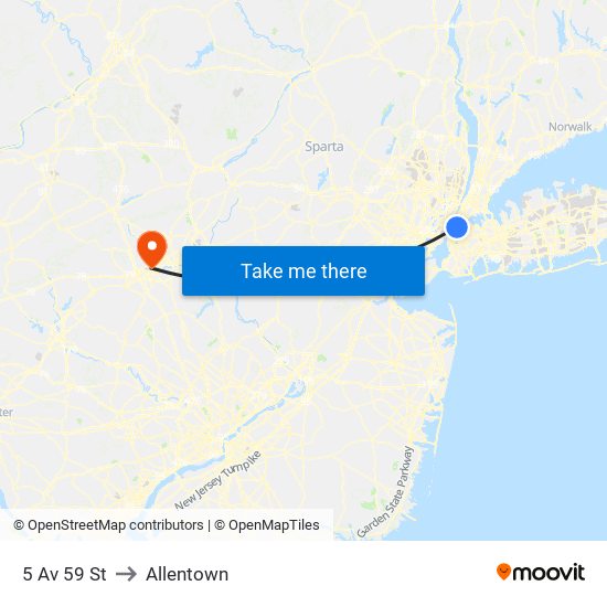 5 Av 59 St to Allentown map