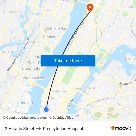 2 Horatio Street to Presbyterian Hospital map