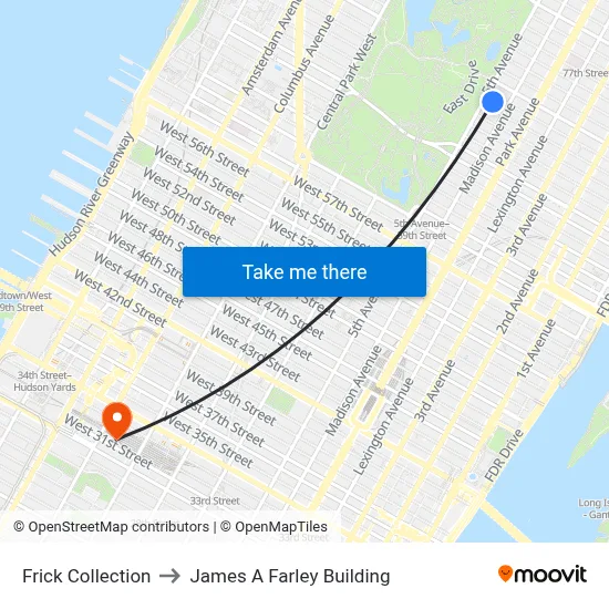 Frick Collection to James A Farley Building map