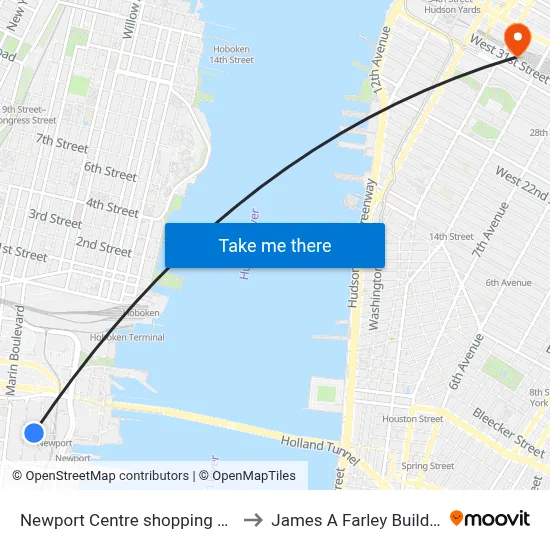 Newport Centre shopping mall to James A Farley Building map