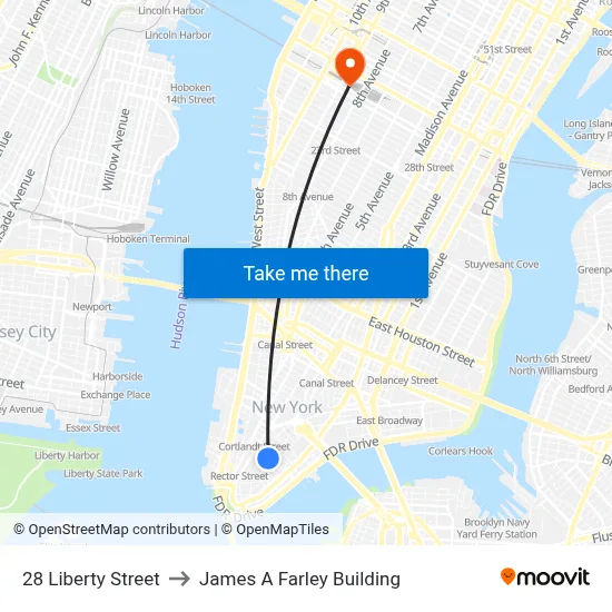 28 Liberty Street to James A Farley Building map