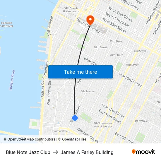 Blue Note Jazz Club to James A Farley Building map