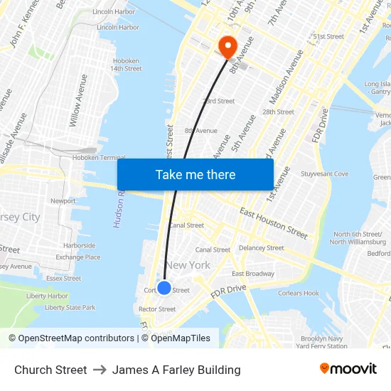 Church Street to James A Farley Building map