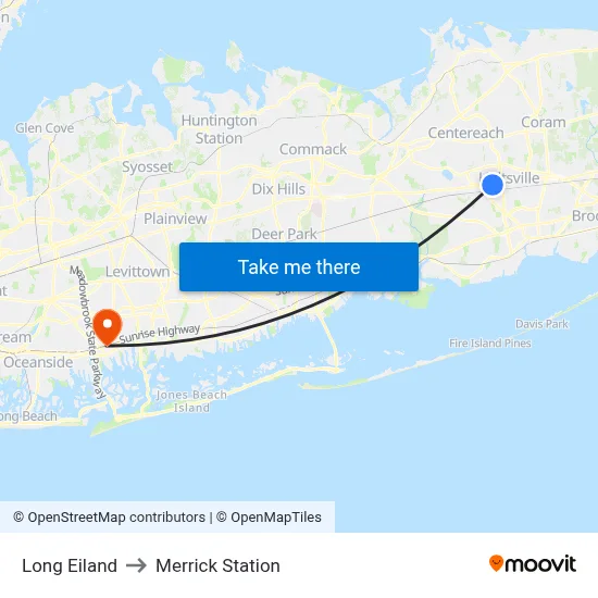 Long Eiland to Merrick Station map