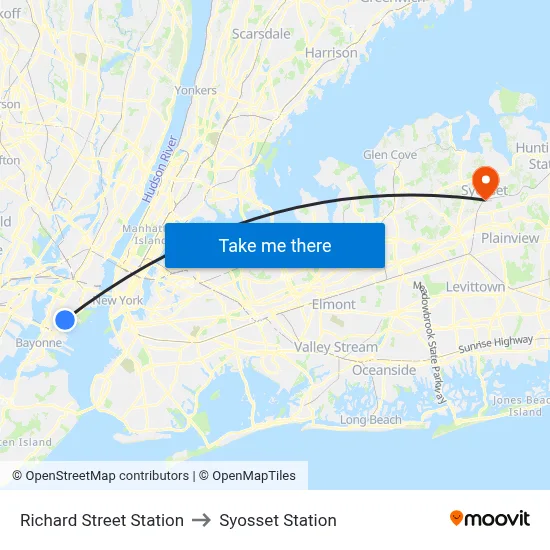 Richard Street Station to Syosset Station map