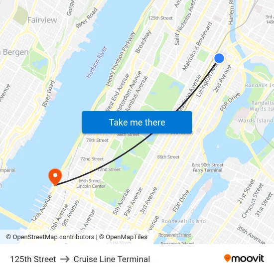 125th Street to Cruise Line Terminal map