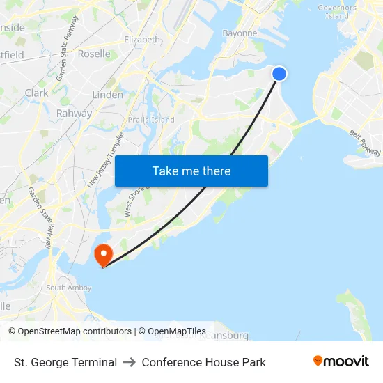 St. George Terminal to Conference House Park map
