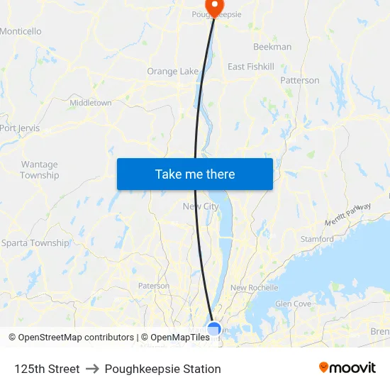 125th Street to Poughkeepsie Station map