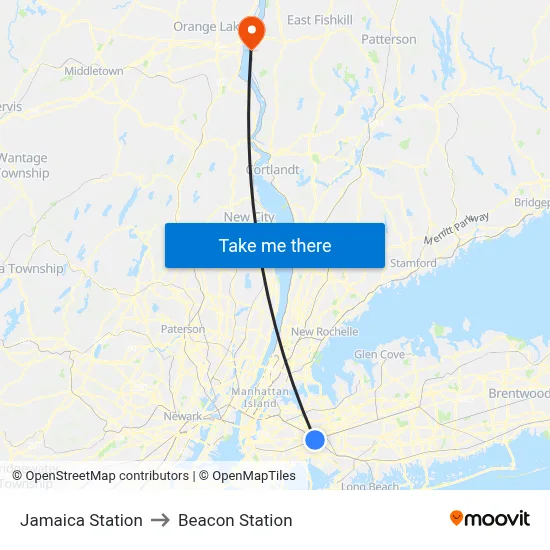 Jamaica Station to Beacon Station map