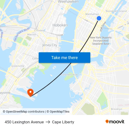 450 Lexington Avenue to Cape Liberty map