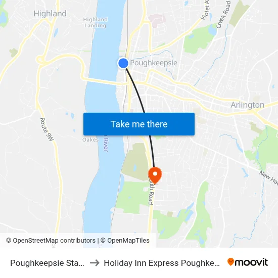 Poughkeepsie Station to Holiday Inn Express Poughkeepsie map