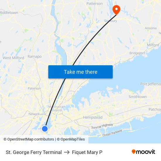 St. George Ferry Terminal to Fiquet Mary P map