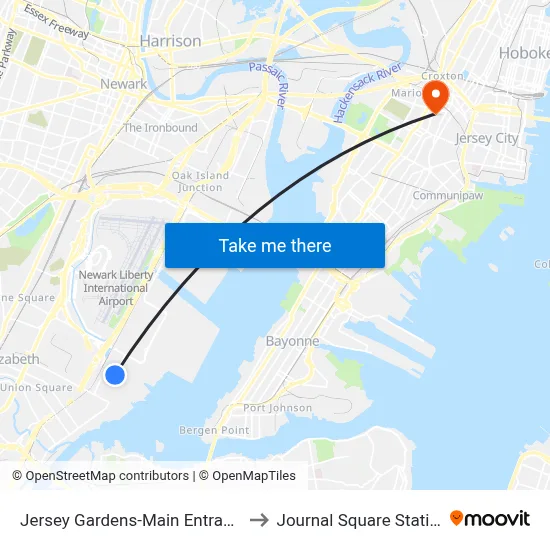 Jersey Gardens-Main Entrance to Journal Square Station map