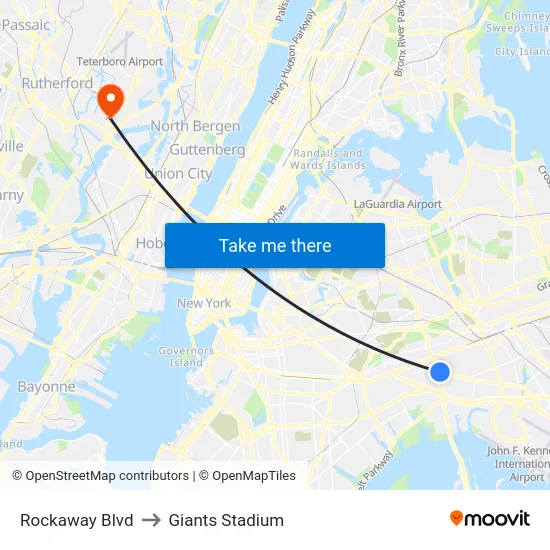 Rockaway Blvd to Giants Stadium map