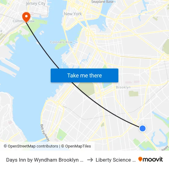 Days Inn by Wyndham Brooklyn Marine Park to Liberty Science Center map