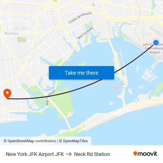 New York JFK Airport JFK to Neck Rd Station map