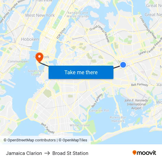 Jamaica Clarion, 138-05 Jamaica Ave to Broad St Station map