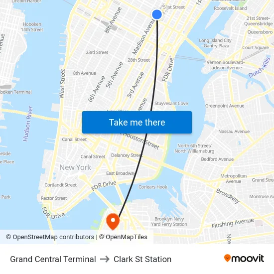 Grand Central Terminal to Clark St Station map