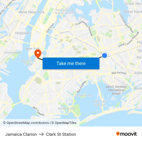 Jamaica Clarion to Clark St Station map