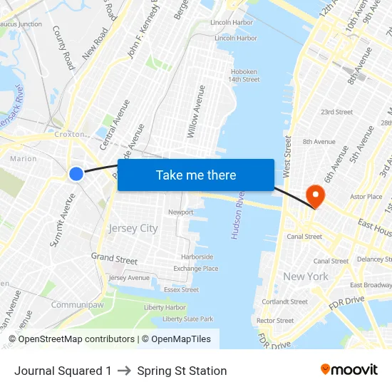 Journal Squared 1 to Spring St Station map