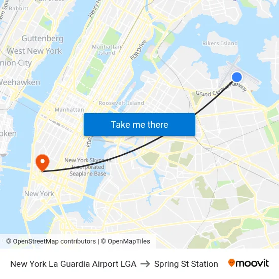 New York La Guardia Airport LGA to Spring St Station map