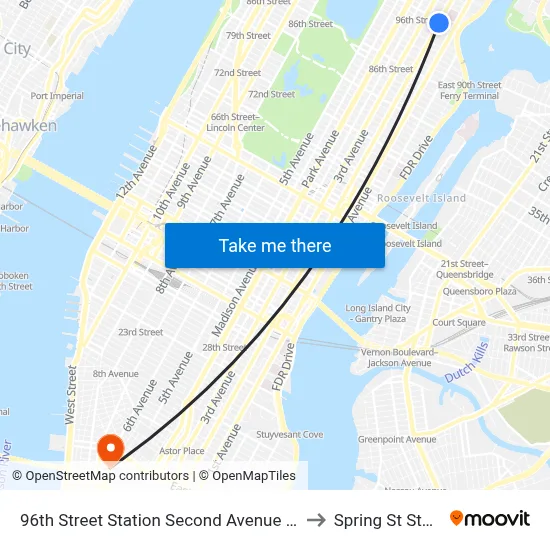 96th Street Station Second Avenue Subway to Spring St Station map