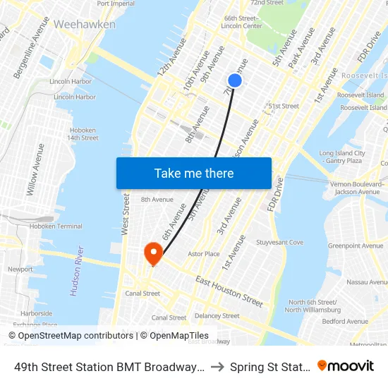49th Street Station BMT Broadway Line to Spring St Station map