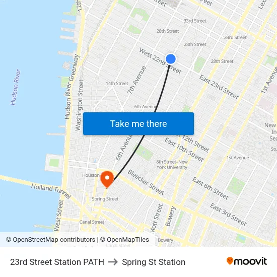 23rd Street Station PATH to Spring St Station map