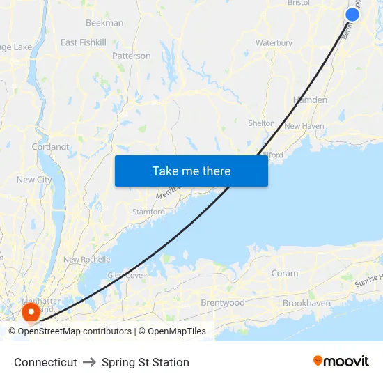 Connecticut to Spring St Station map