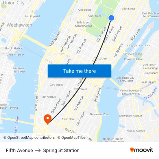 Fifth Avenue to Spring St Station map