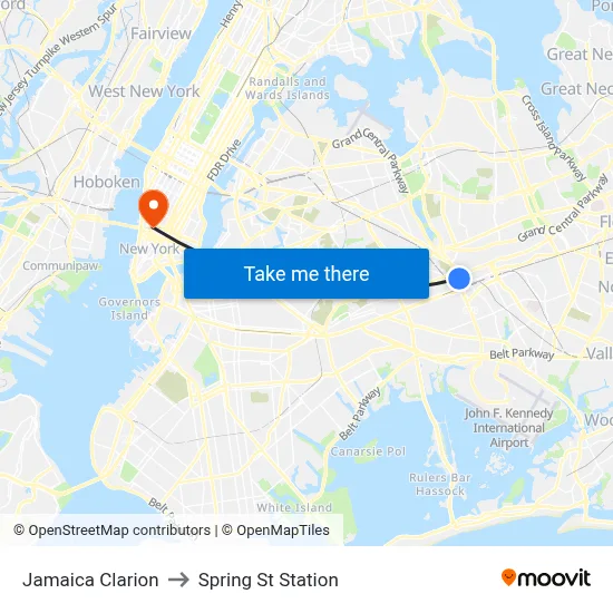Jamaica Clarion to Spring St Station map