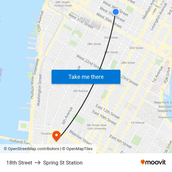 18th Street to Spring St Station map