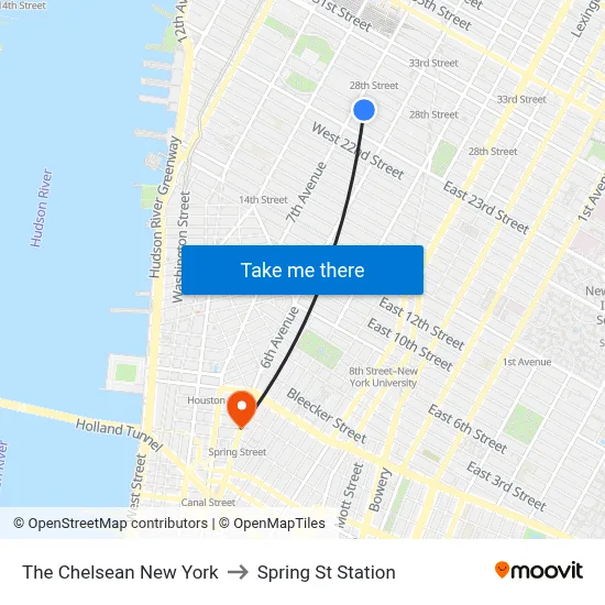 The Chelsean New York to Spring St Station map