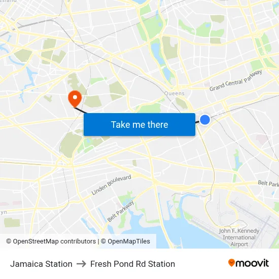 Jamaica Station to Fresh Pond Rd Station map