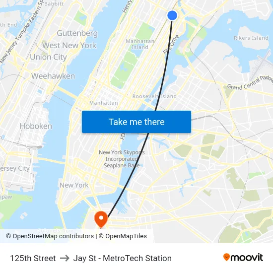 125th Street to Jay St - MetroTech Station map